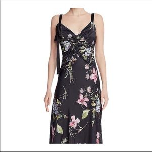 Jill Stuart black satin floral gown size 4 NWT
